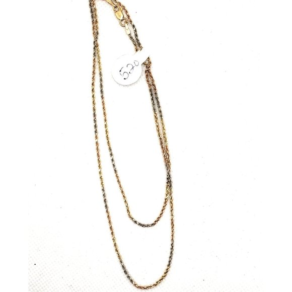 14k Tri-Color Gold 1.6 mm Rope Chain 22 Inches - Picture 9 of 12